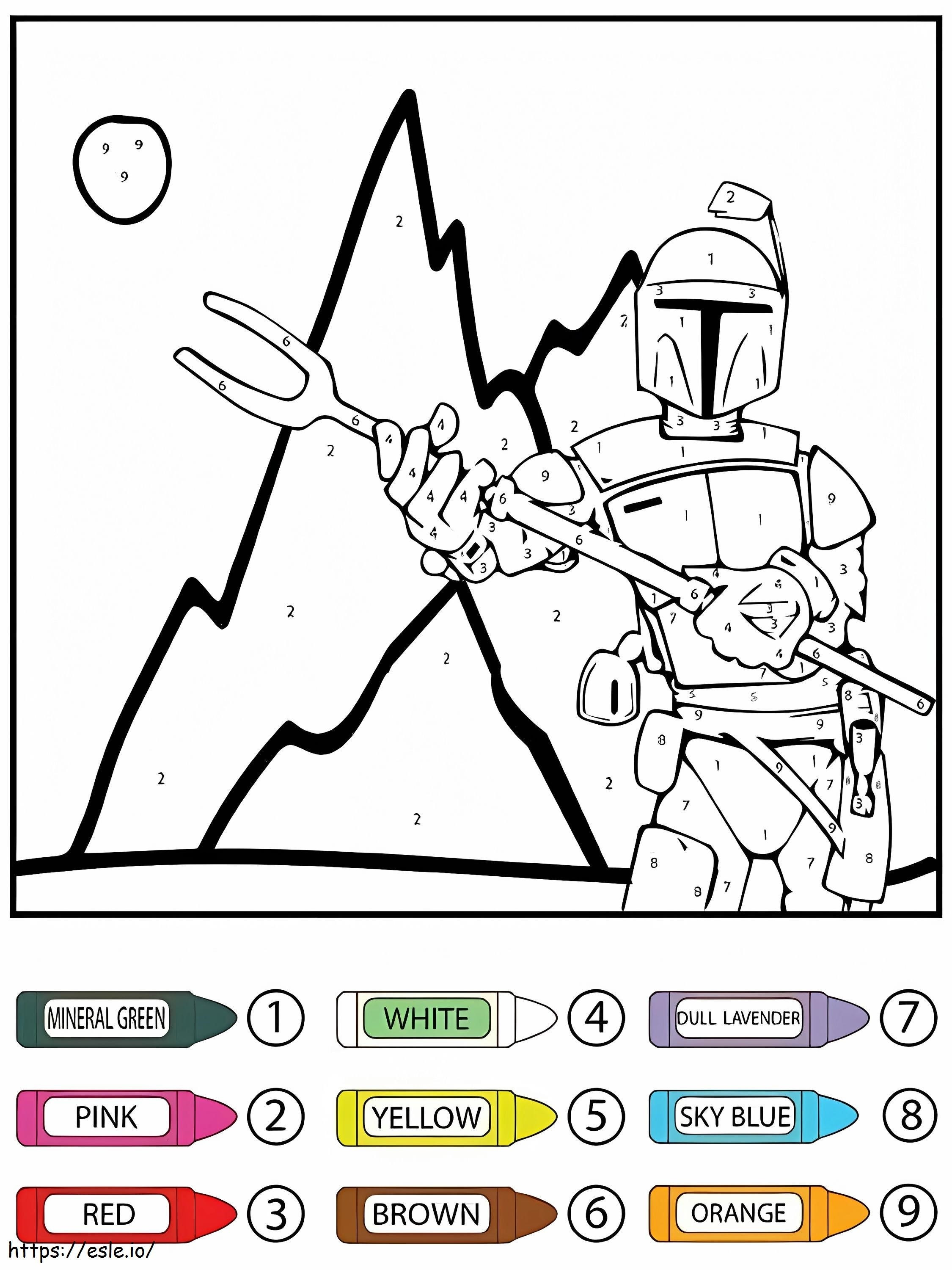 The Mandalorian Star Wars Color By Number coloring page