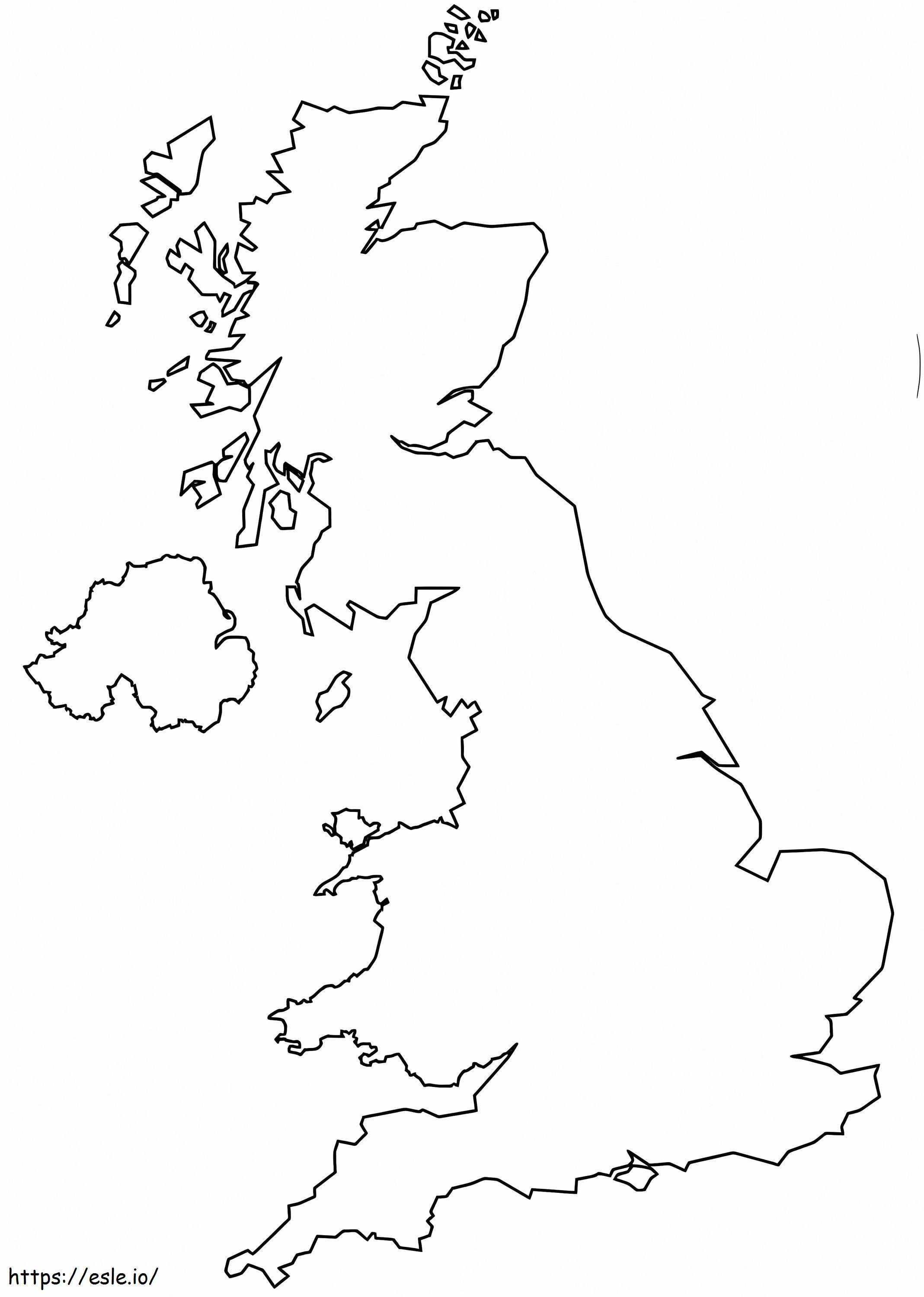 Mappa muta del Regno Unito da colorare