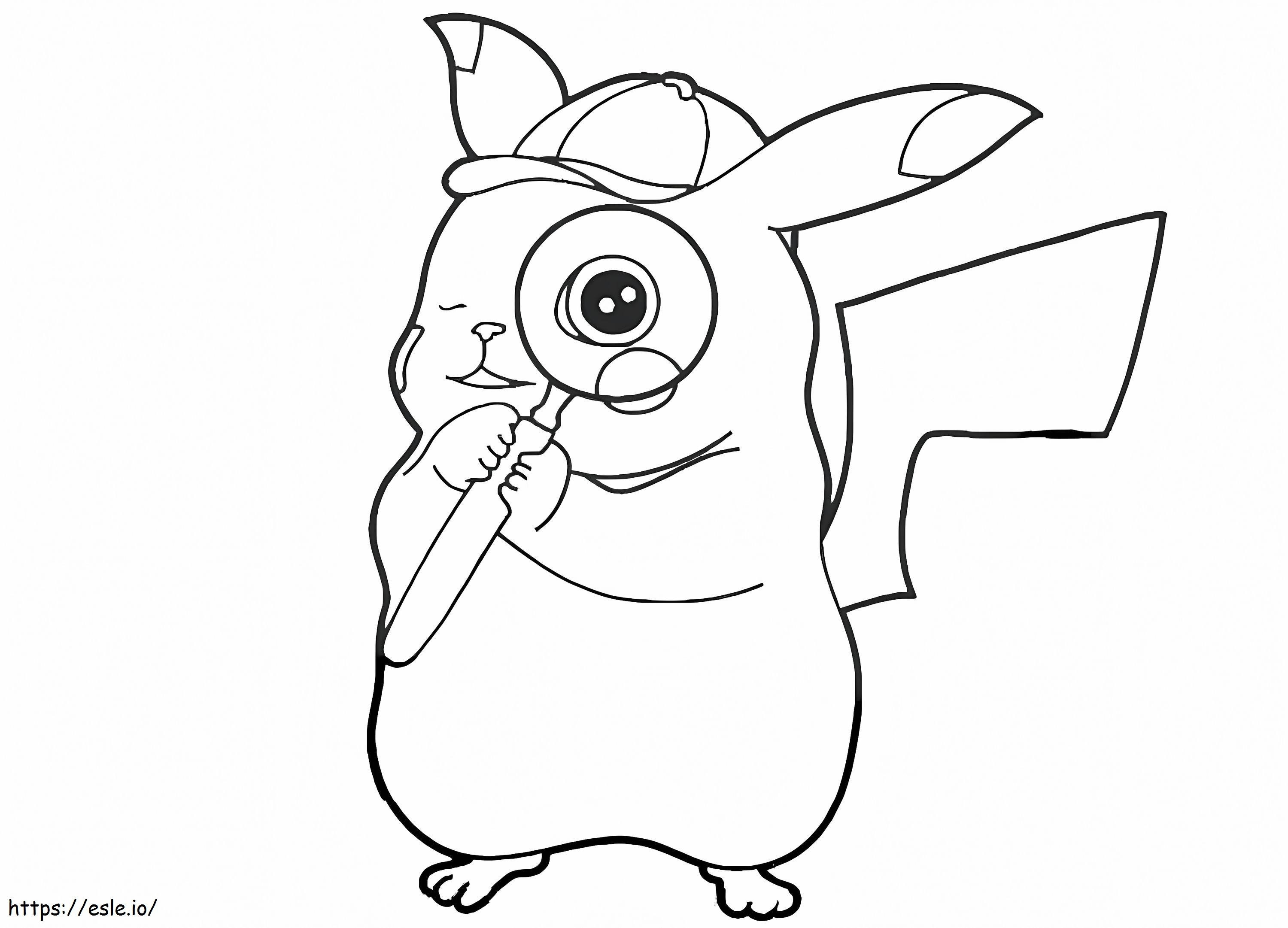 Coloriage Lindo Détective Pikachu à imprimer dessin