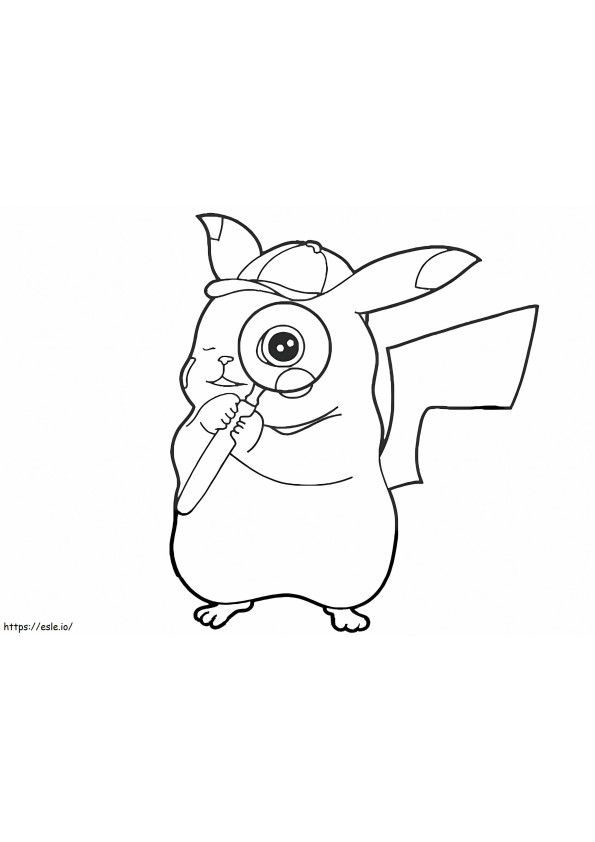 Coloriage Lindo Détective Pikachu à imprimer dessin