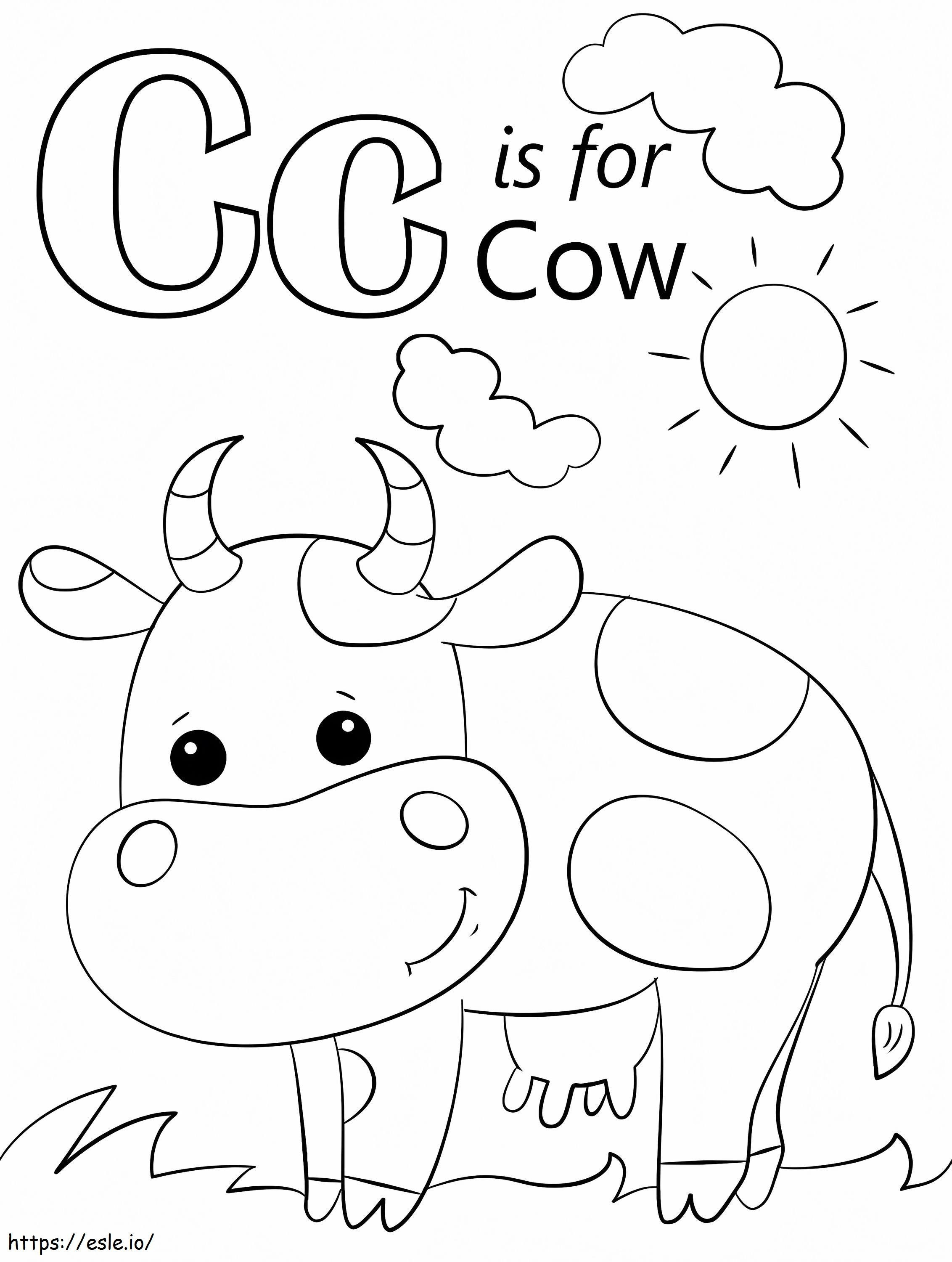 Letra de vaca C para colorear