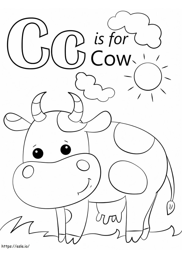 Letra de vaca C para colorear