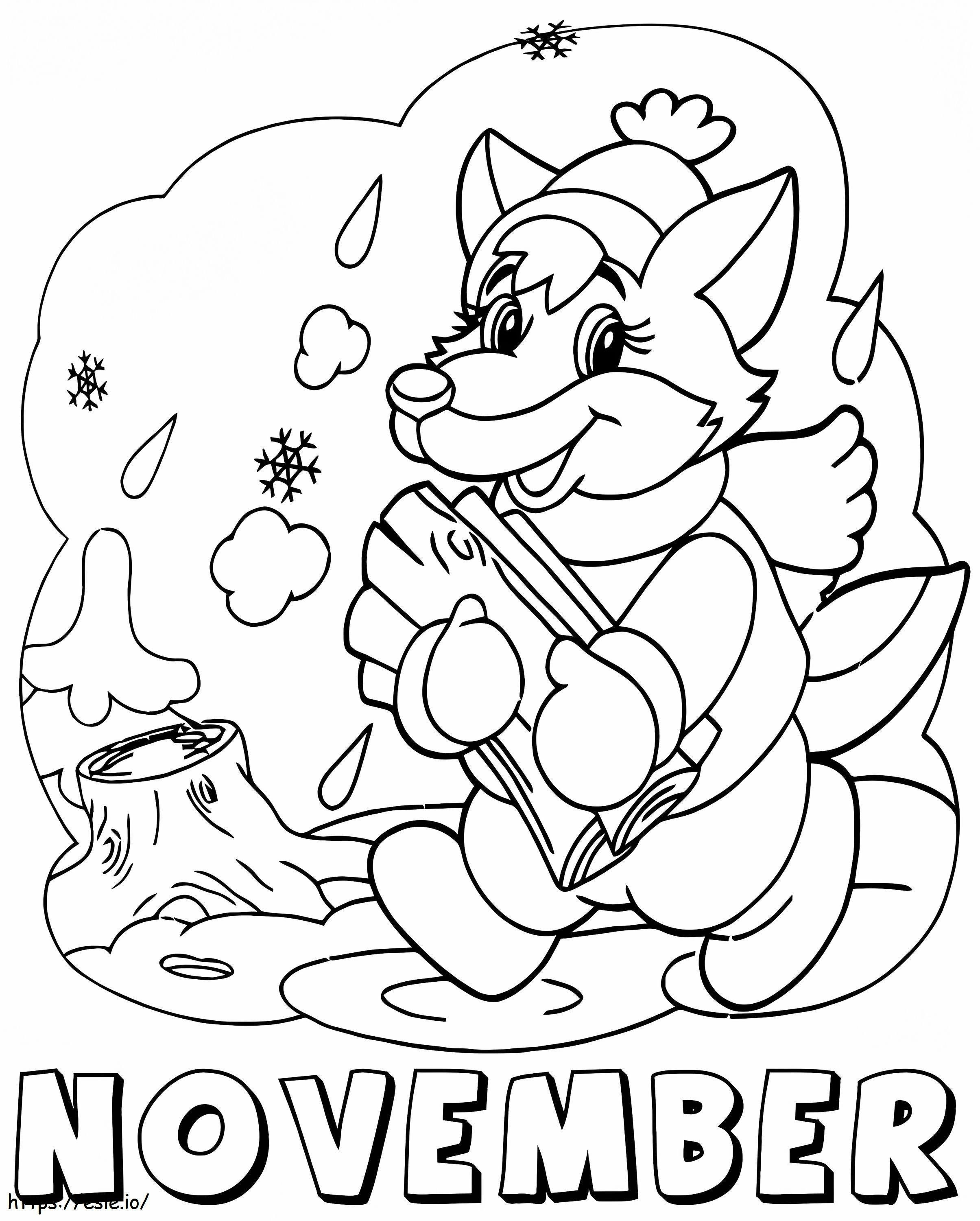 November With Squirrel coloring page
