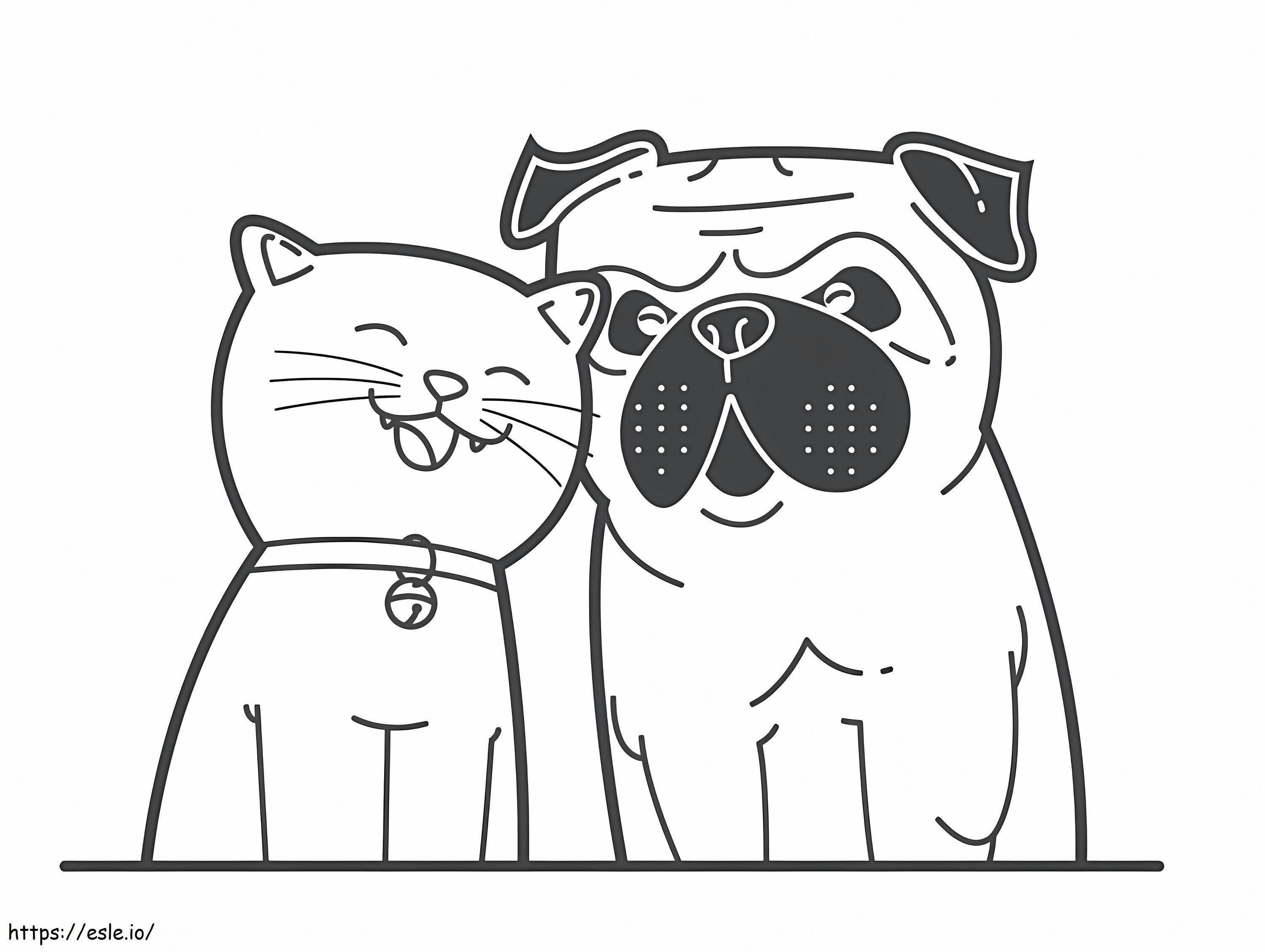 Dog And Cat For Preschoolers coloring page