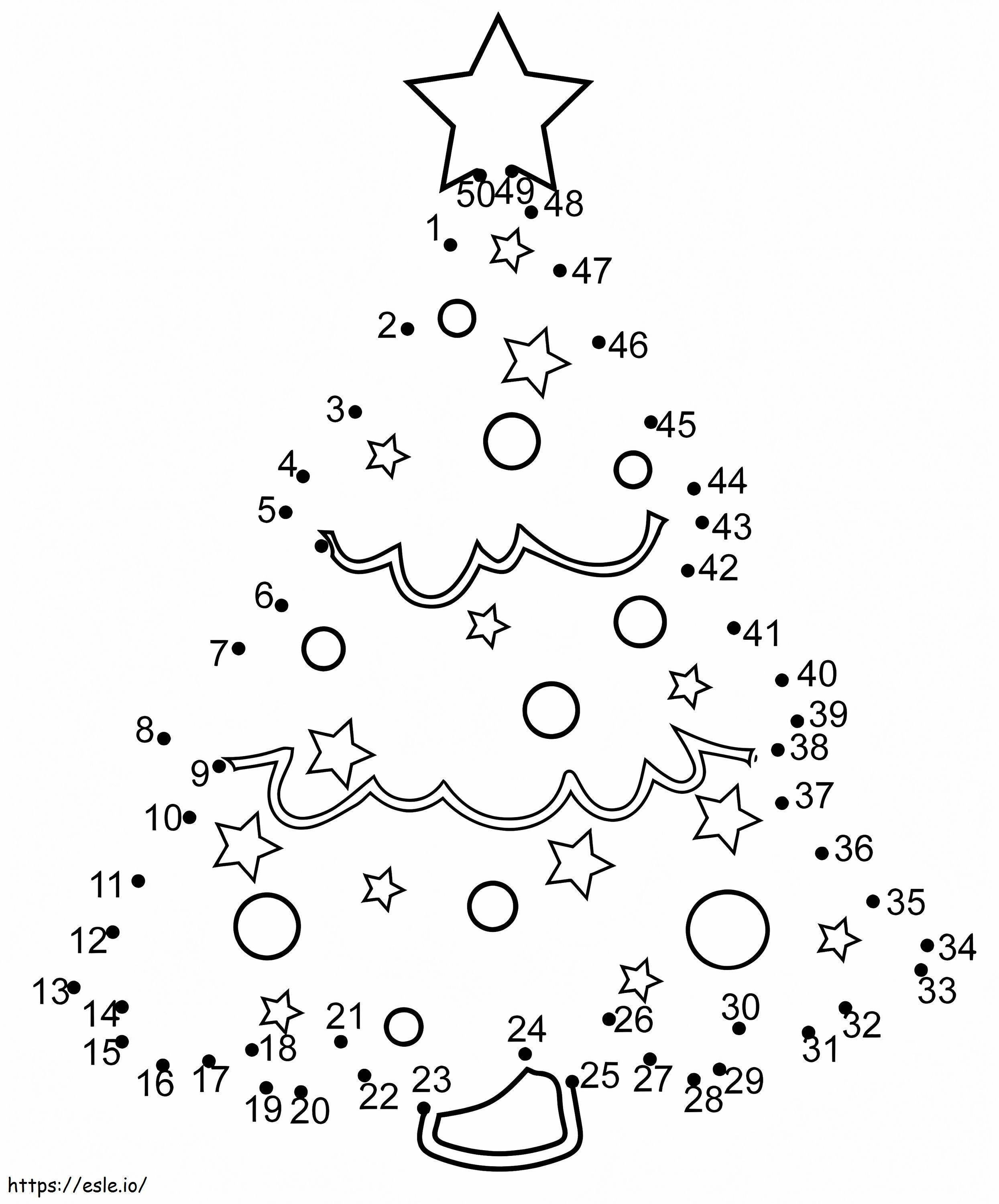 Cooler Weihnachtsbaum Punkt zu Punkt ausmalbilder