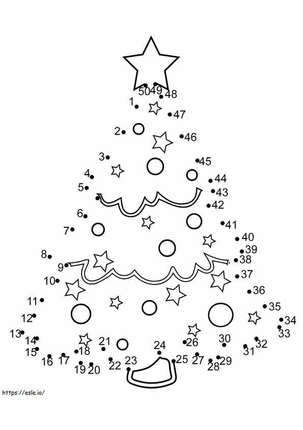 Genial árbol de Navidad Unir puntos para colorear