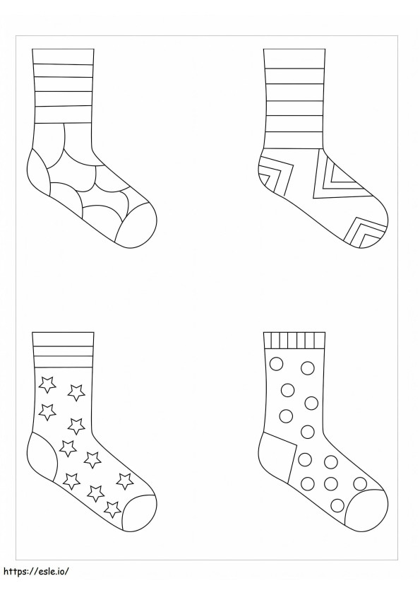 Vier sokken kleurplaat