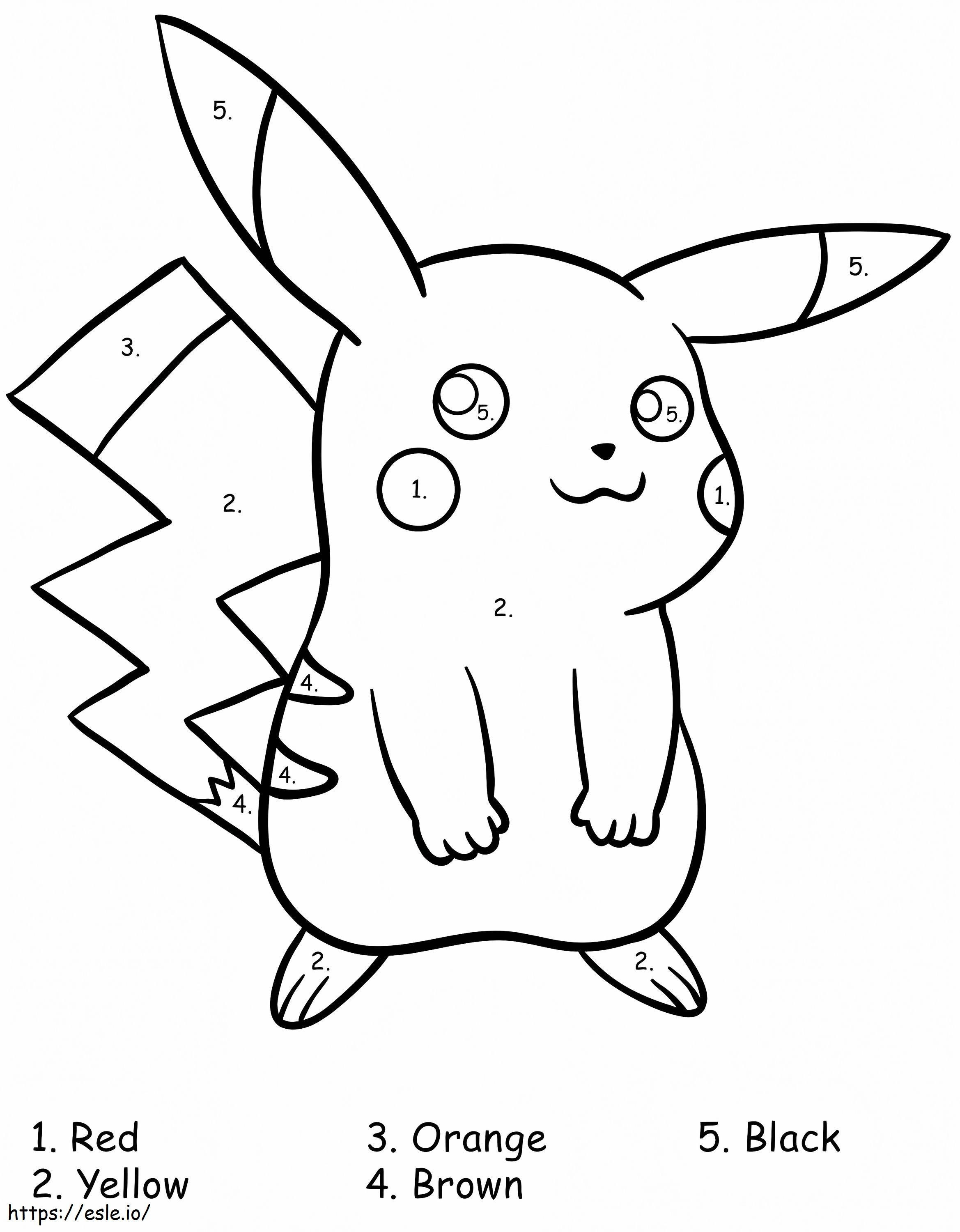 Coloriage Pikachu Pokémon Couleur Par Numéro à imprimer dessin