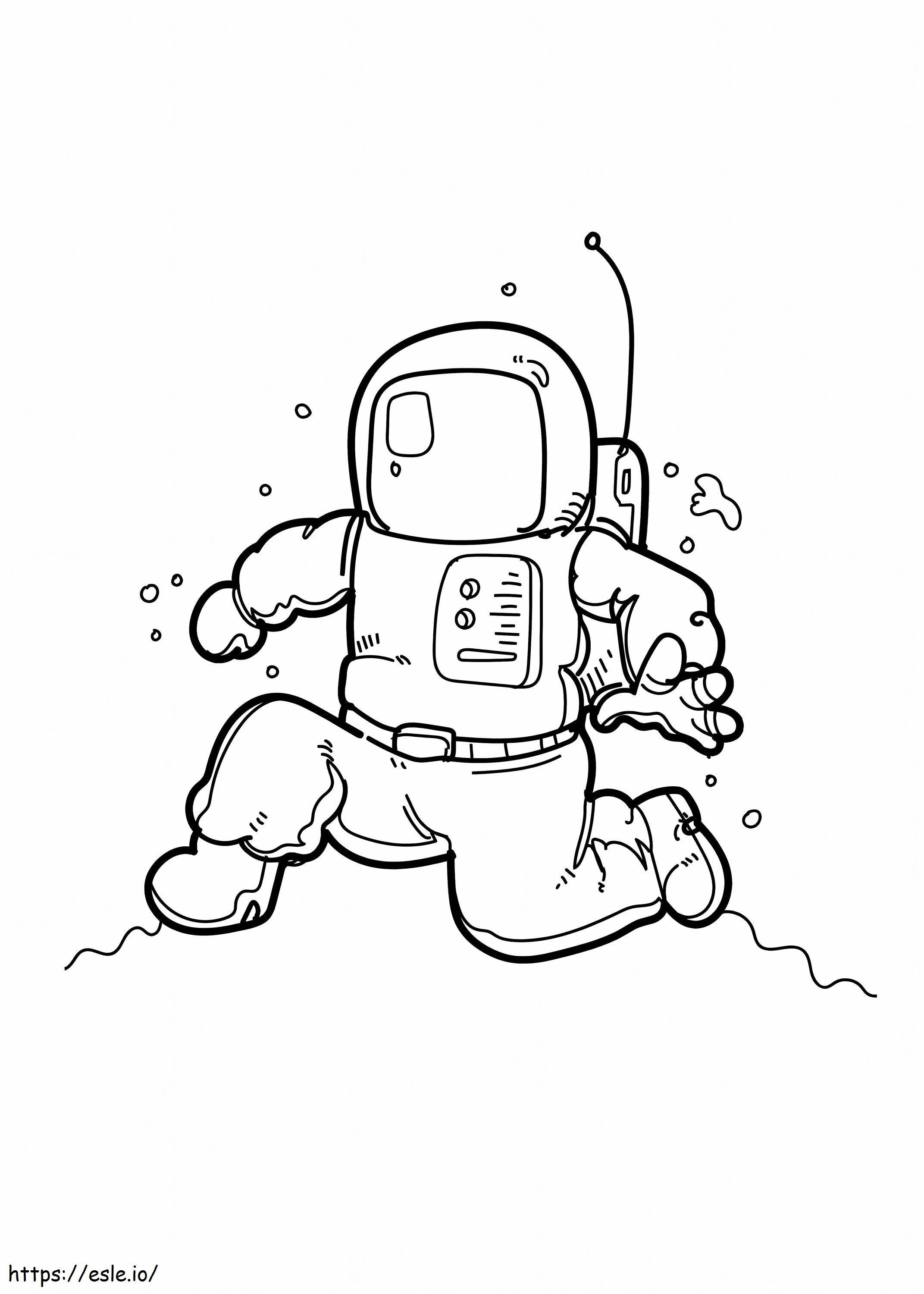 Astronauta correndo para colorir