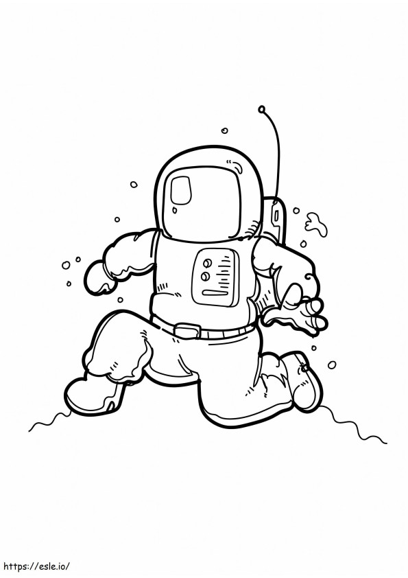 Coloriage Astronaute en cours d'exécution à imprimer dessin