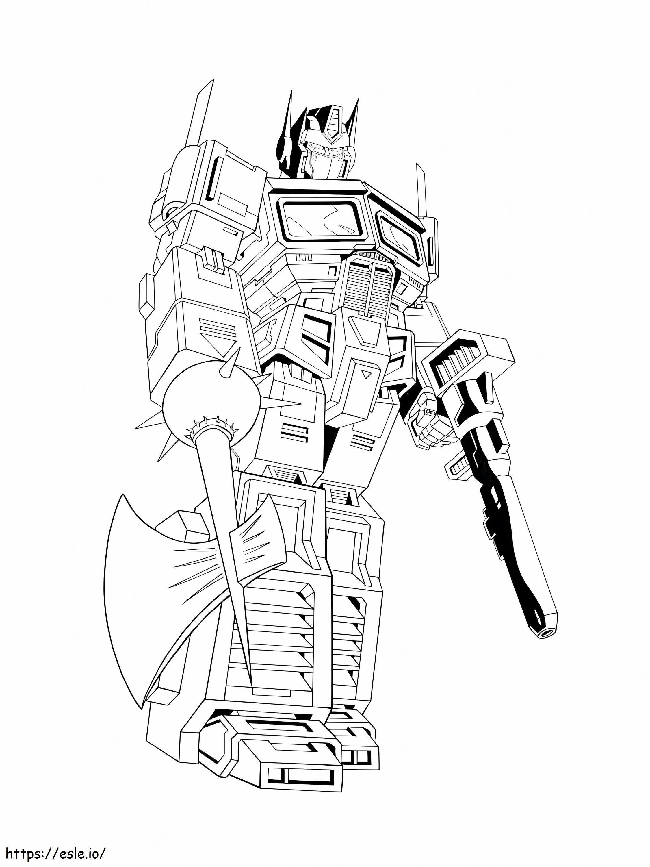 Optimus cu pistol și topor de colorat