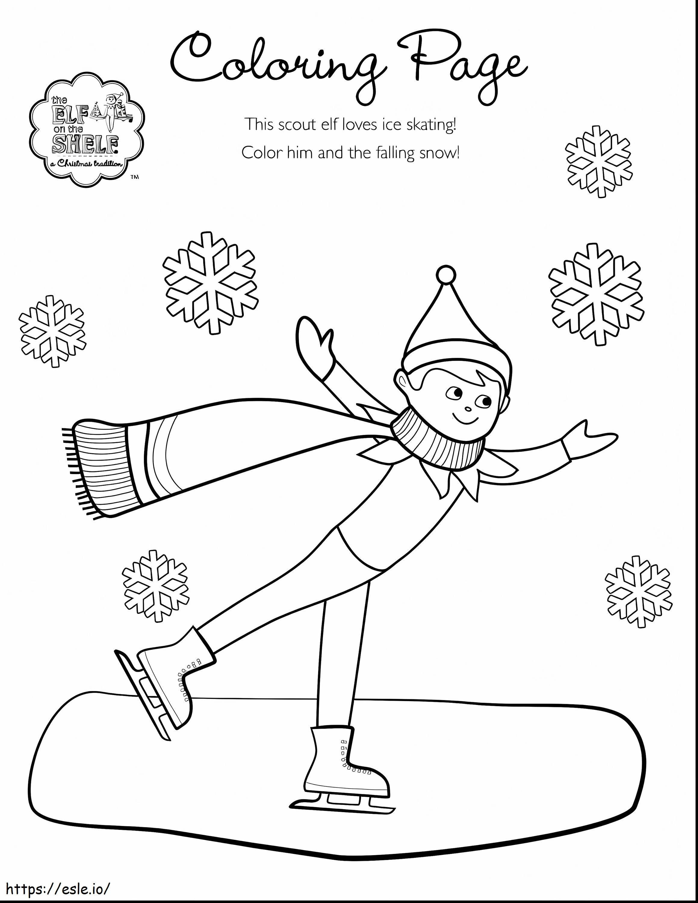 Coloriage Elfe de patinage sur glace sur l'étagère à imprimer dessin