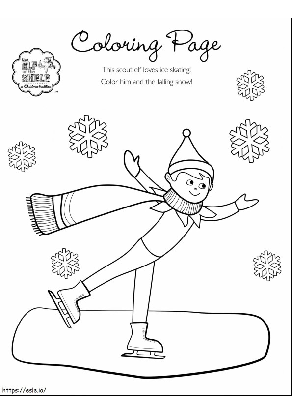 Coloriage Elfe de patinage sur glace sur l'étagère à imprimer dessin