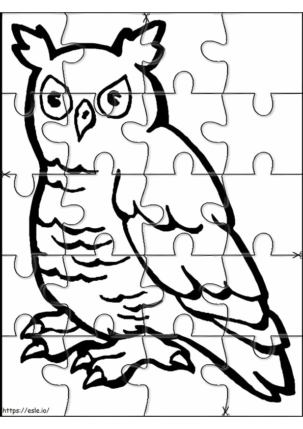 フクロウのジグソーパズル ぬりえ - 塗り絵