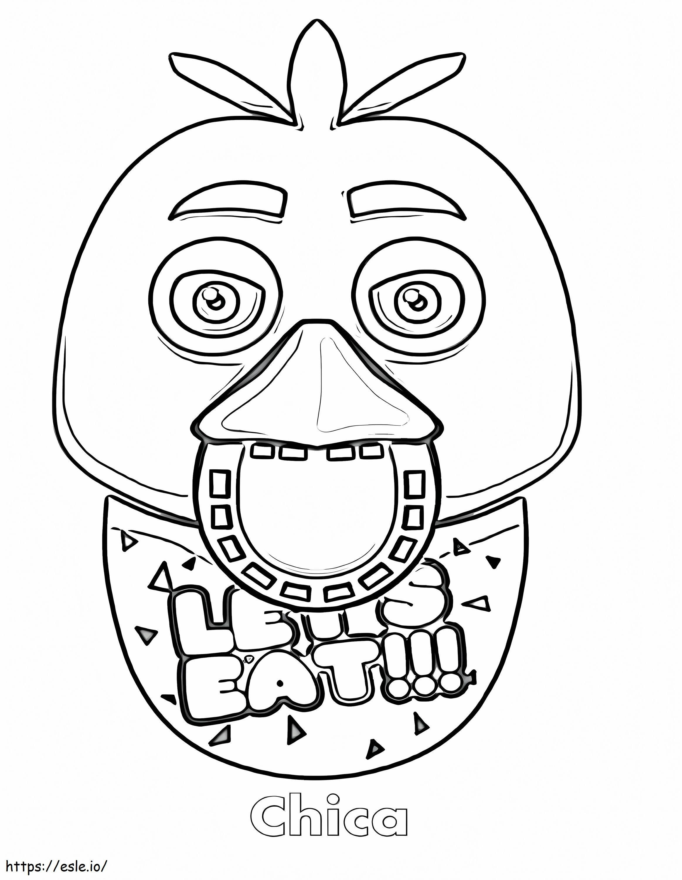 Chica Face 5 Nights At Freddys coloring page