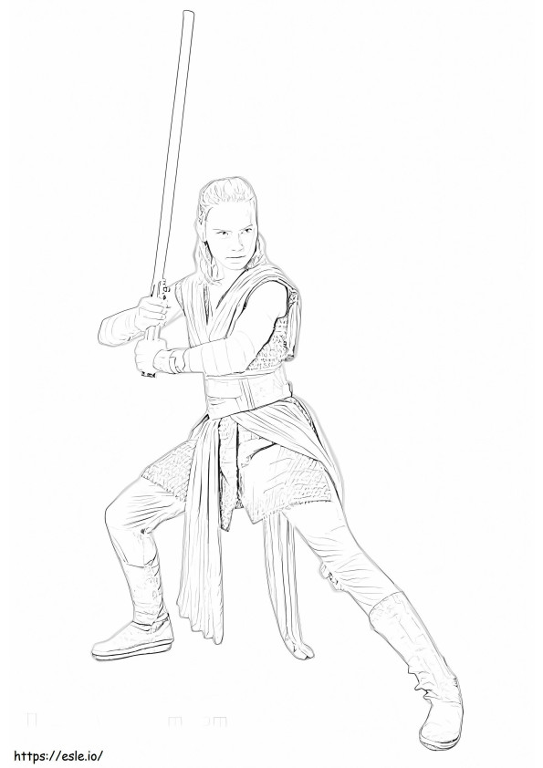 Rey trzymająca miecz świetlny kolorowanka