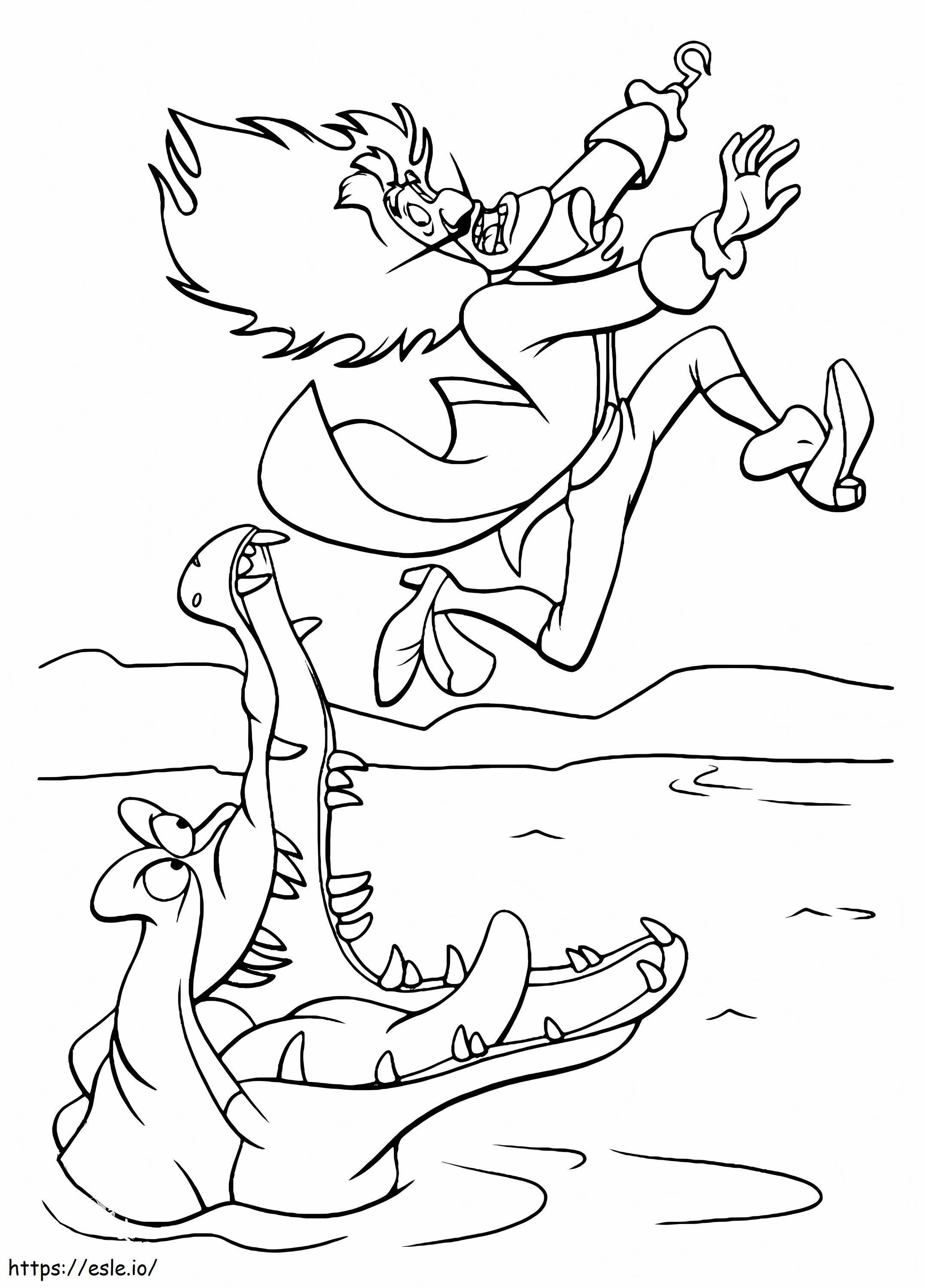 Crocodile Bites Captain Hook coloring page