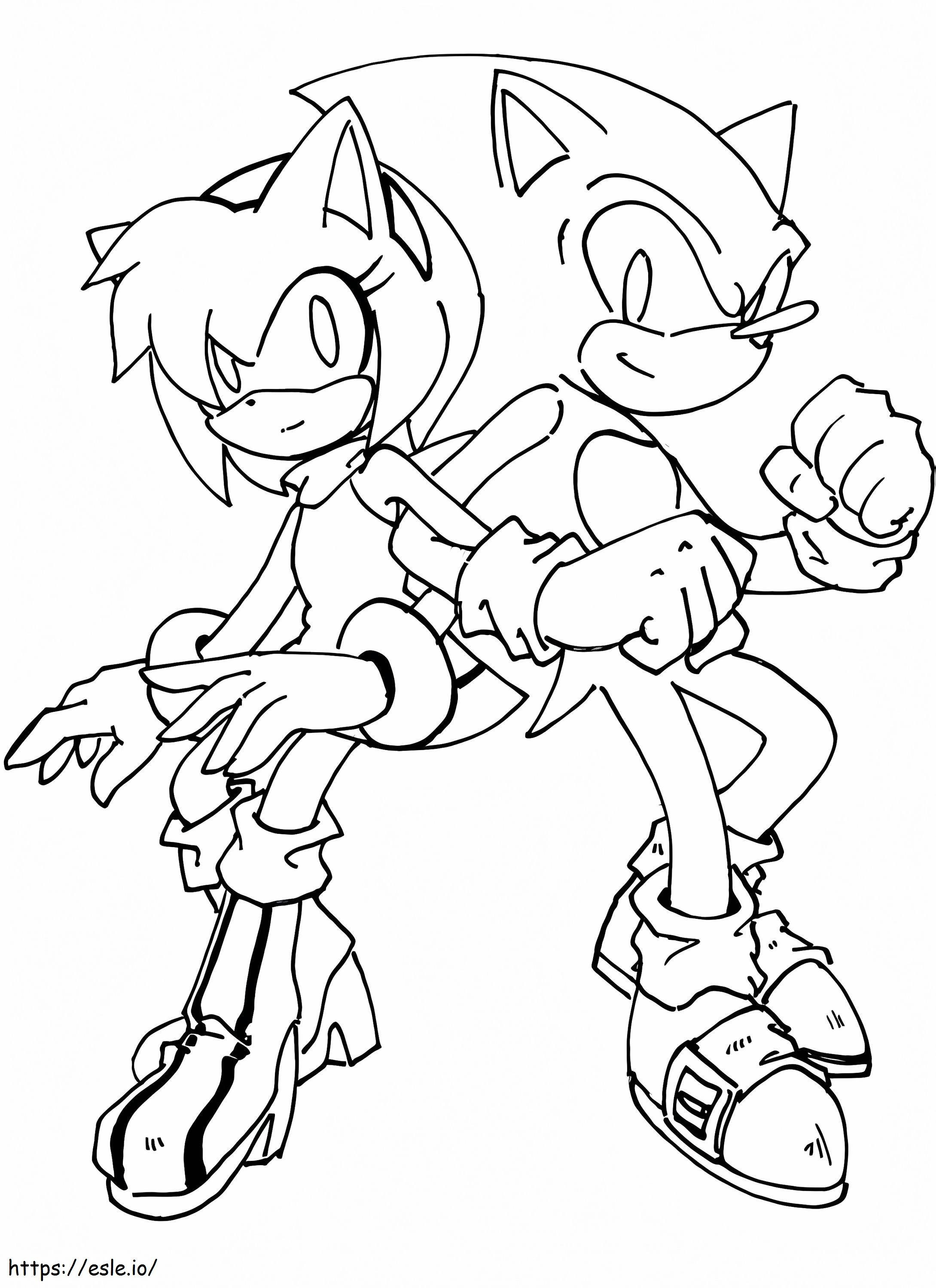 Sonic met Amy Rose kleurplaat kleurplaat