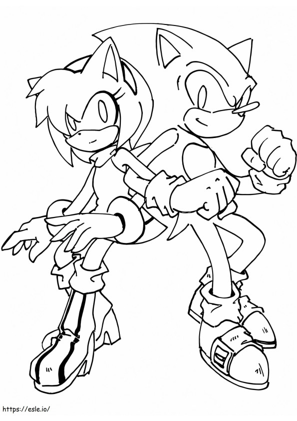 Sonic met Amy Rose kleurplaat