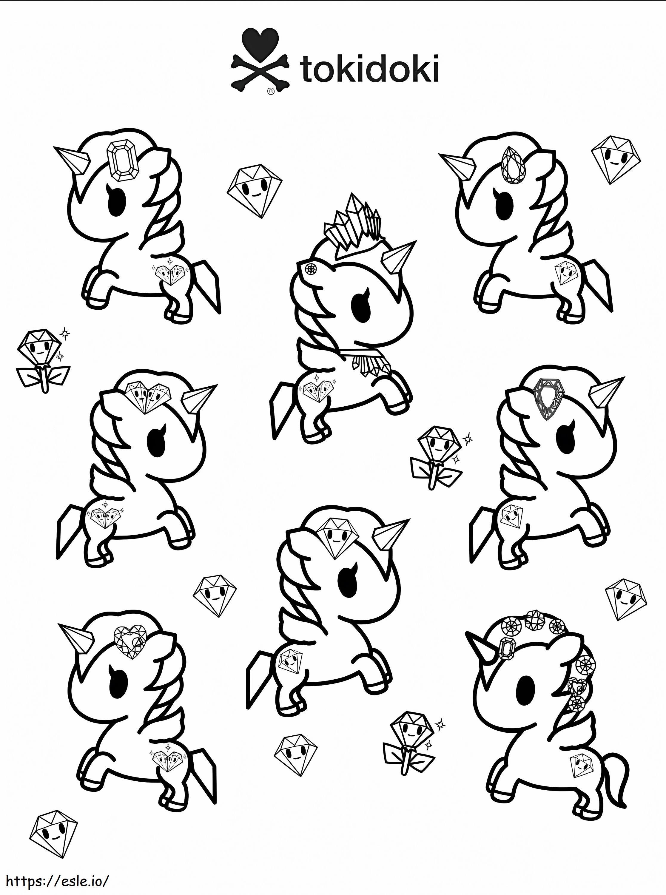 Gemme Unicorno Tokidoki da colorare