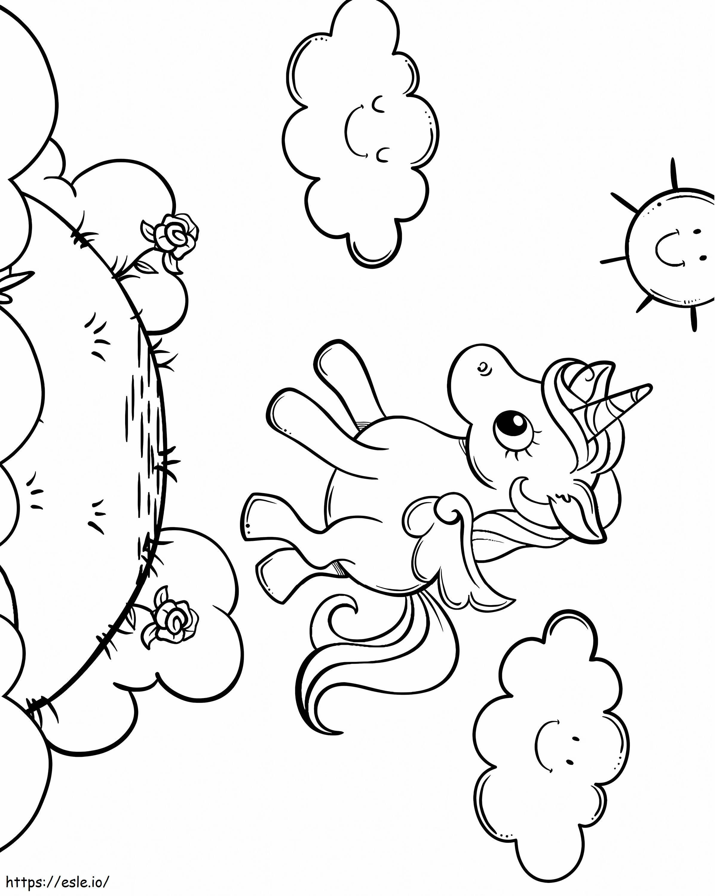 1564448737 Baby Unicorn Flying A4 coloring page