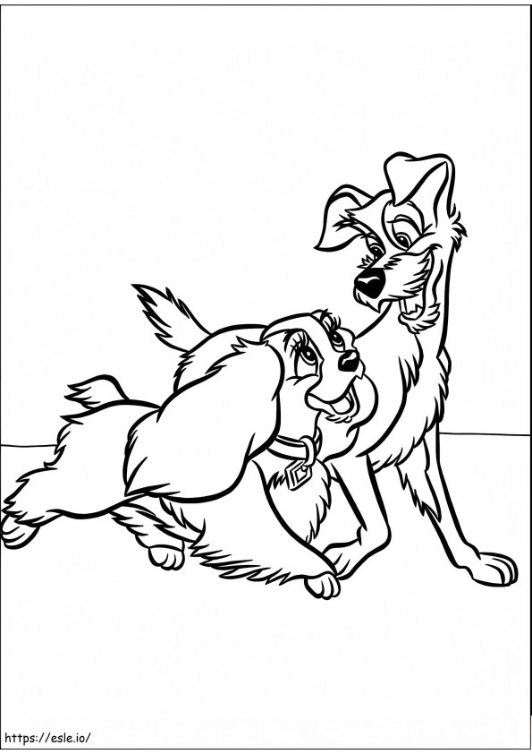 Happy Lady And The Tramp coloring page