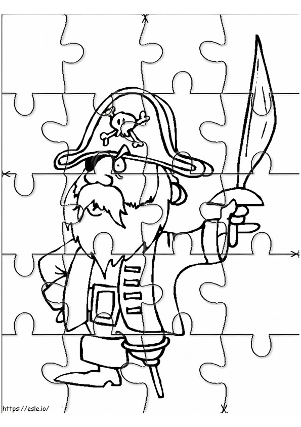 Puzzle pirat de colorat