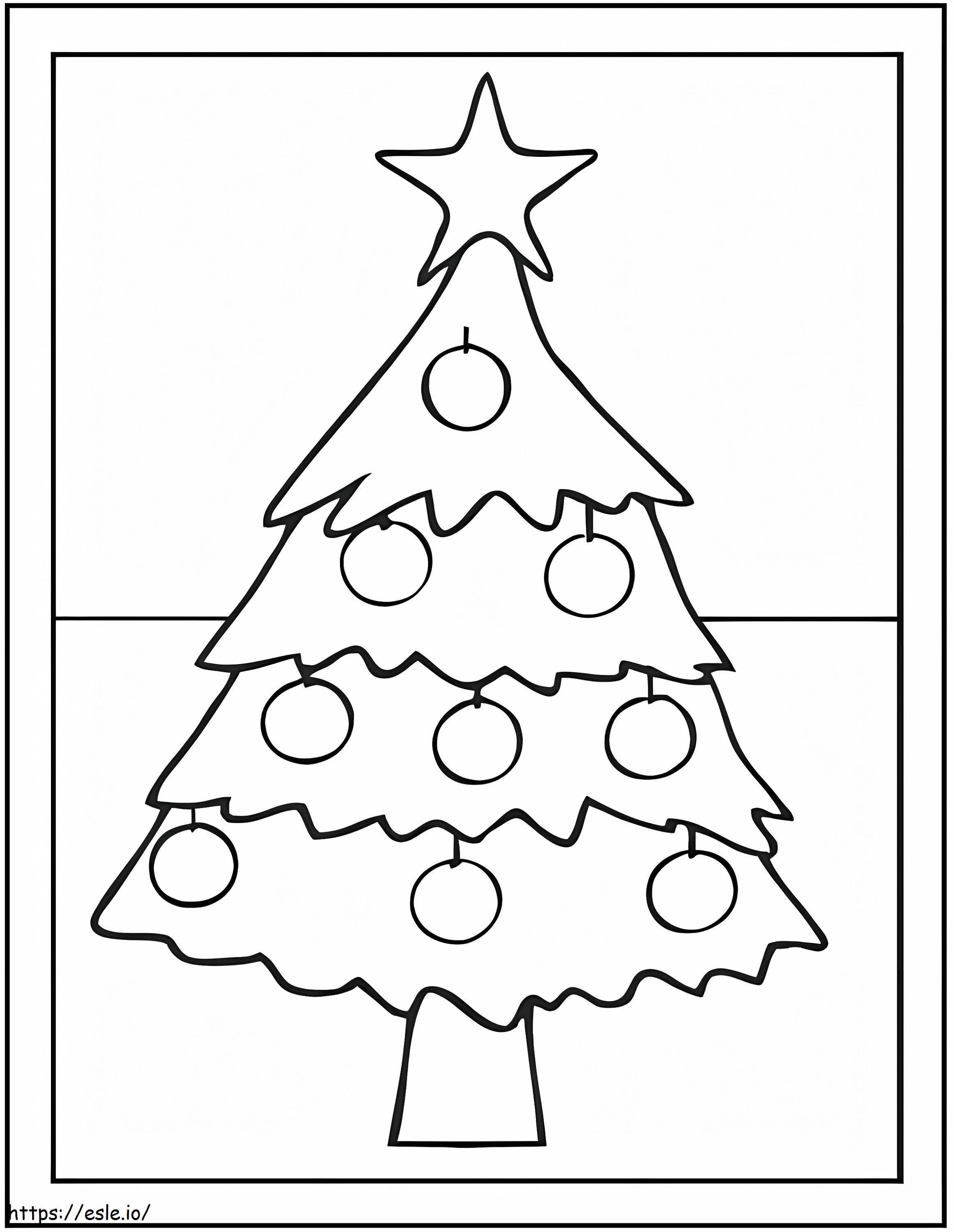 La estrella en el árbol de Navidad para colorear
