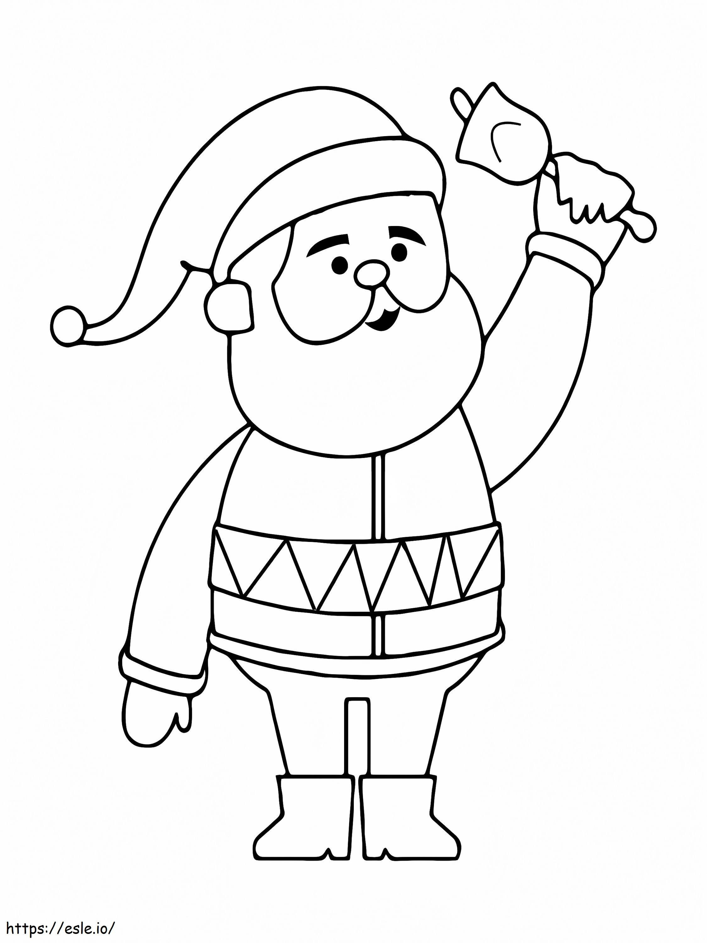 Coloriage Père Noël avec une cloche à imprimer dessin