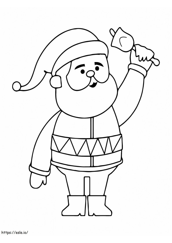 Papá Noel con una campana para colorear