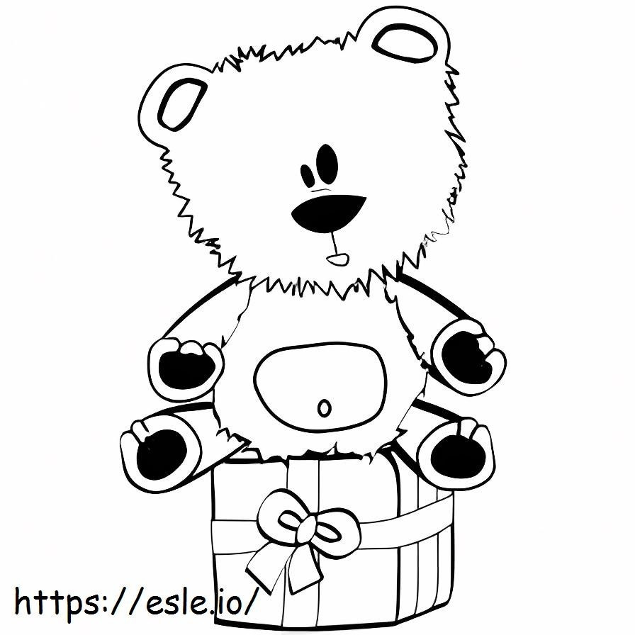 Teddy Bear Dalam Kotak Hadiah Gambar Mewarnai