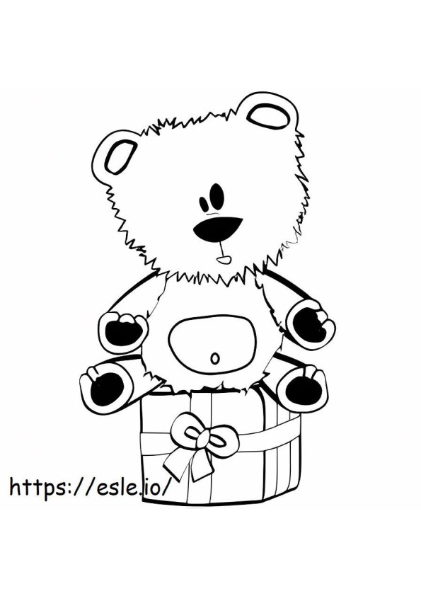 Teddybeer In Geschenkdoos kleurplaat