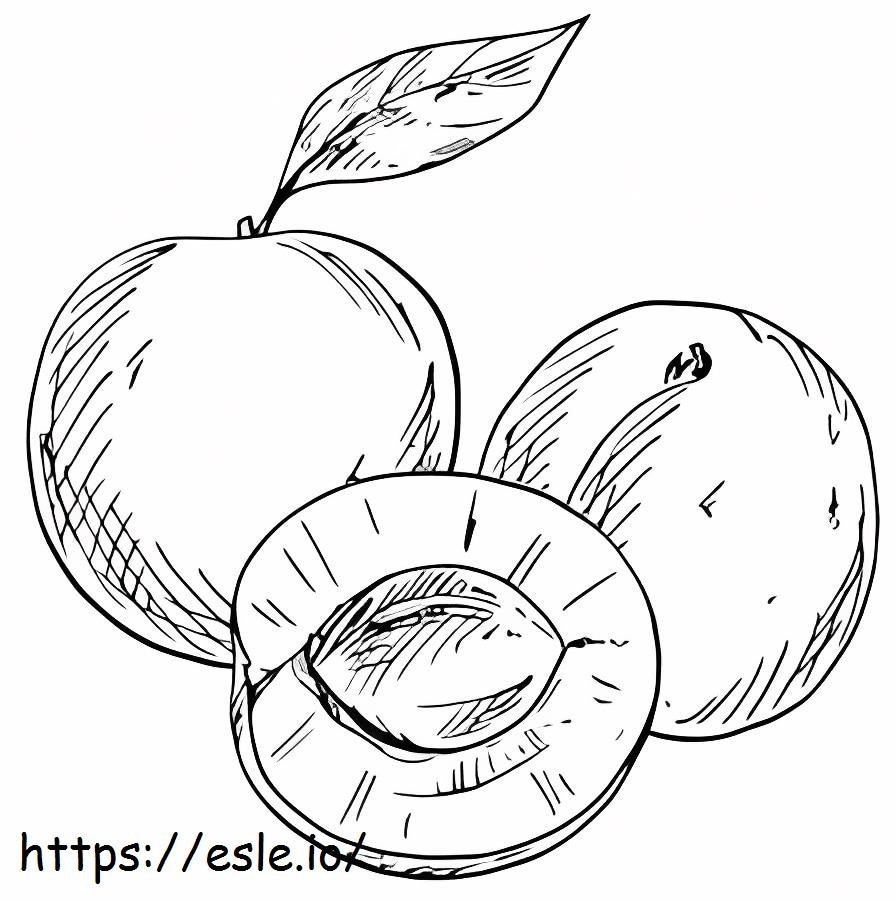 Zeichnung von drei Aprikosen ausmalbilder