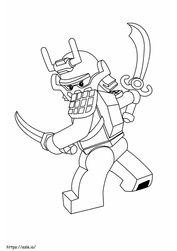 Lego Samurai Holding Two Swords coloring page