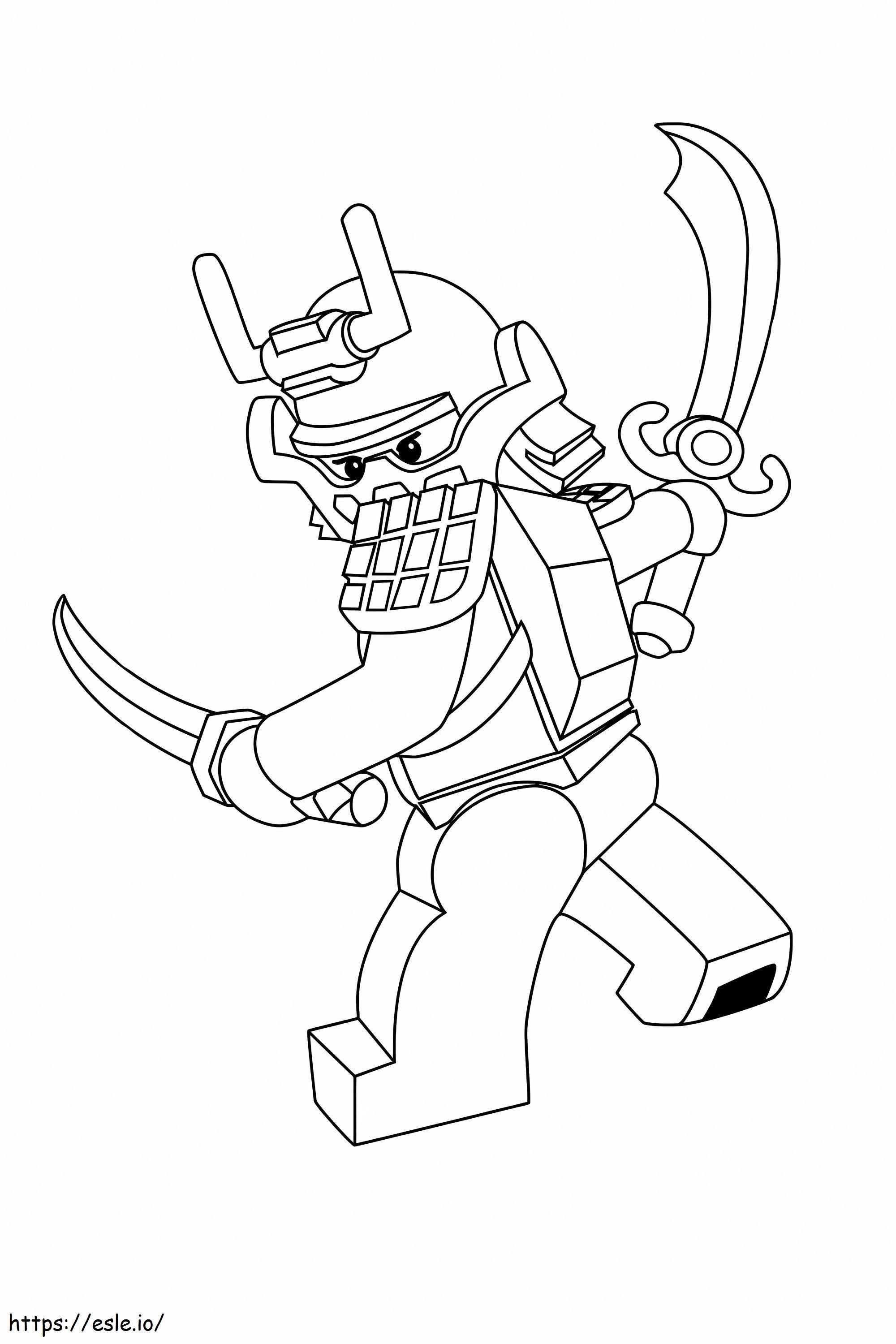 Lego Samurai Holding Two Swords coloring page
