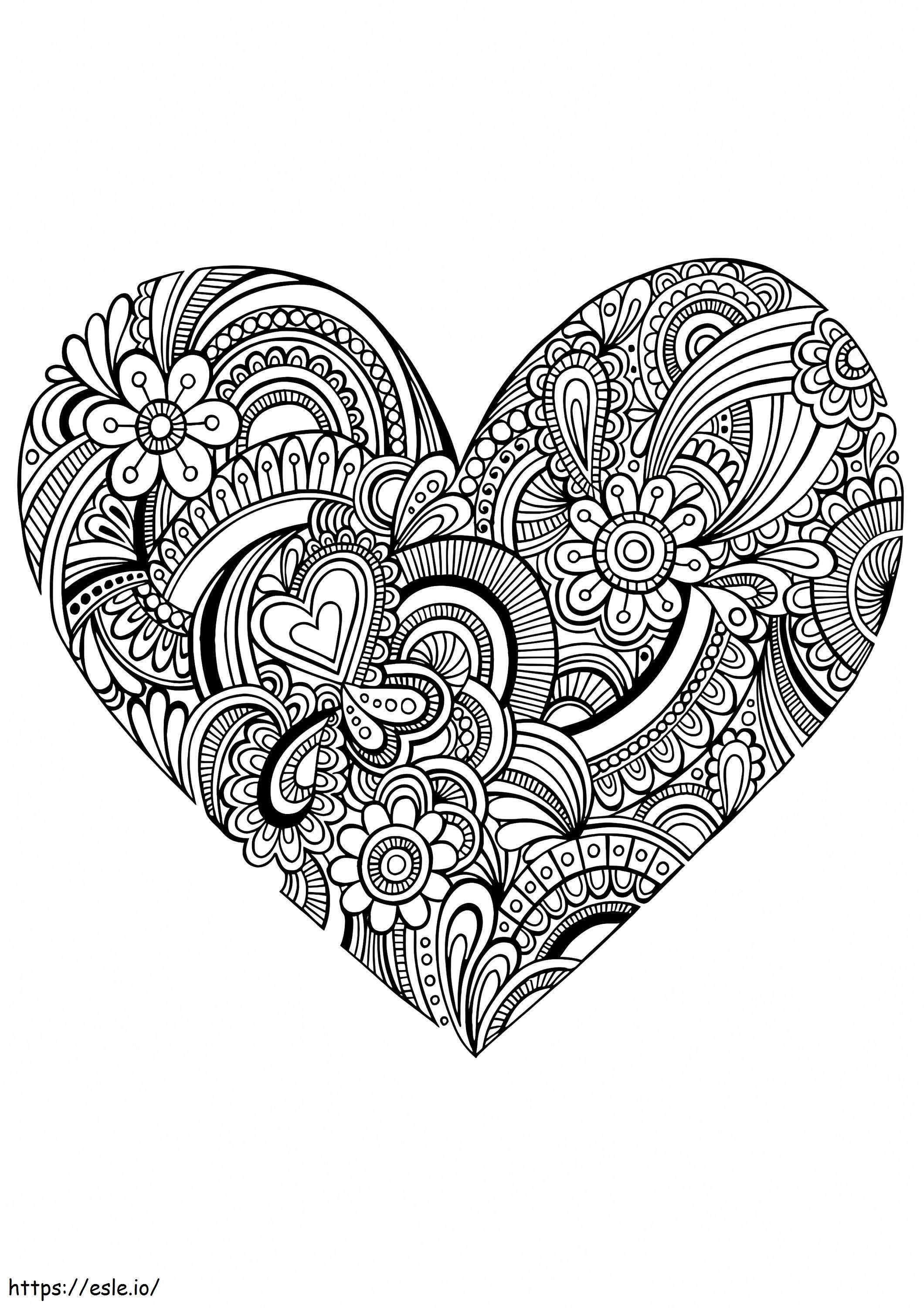 Coloriage Mandala coeur de base à imprimer dessin