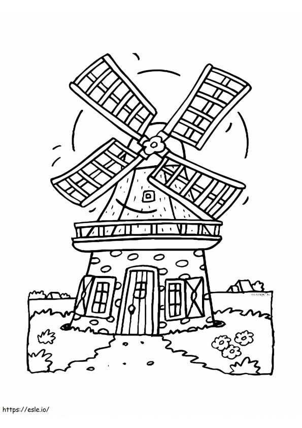 Coloriage Moulin à vent 1 à imprimer dessin
