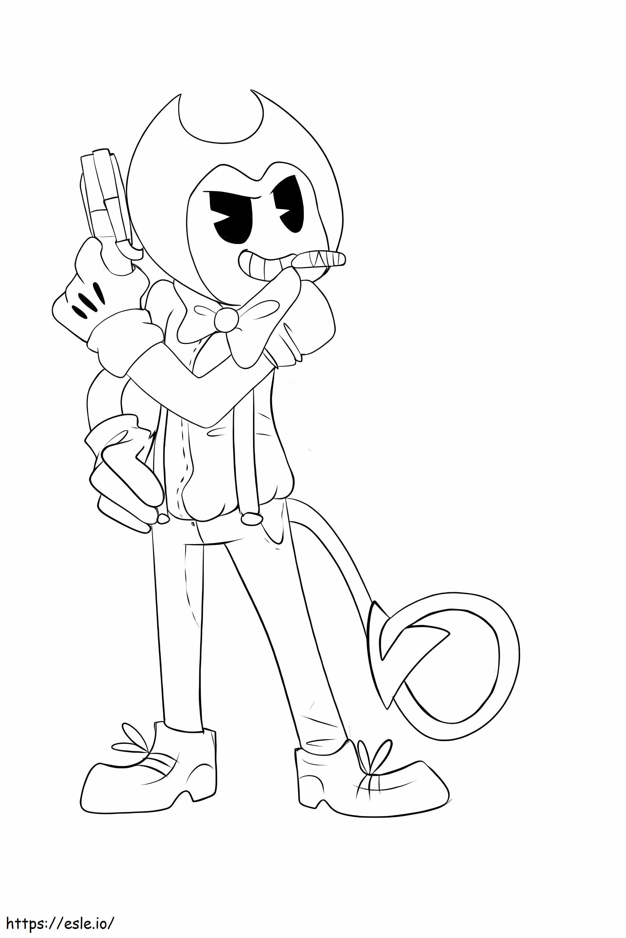 1559610744 Bendy With The Gun A4 coloring page