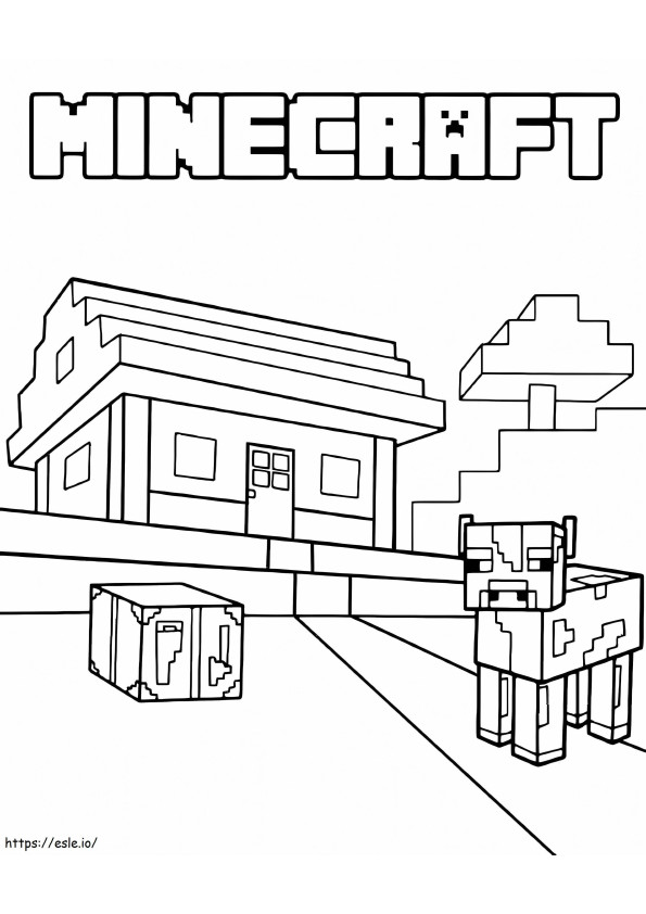 Kuh und Zuhause Minecraft ausmalbilder