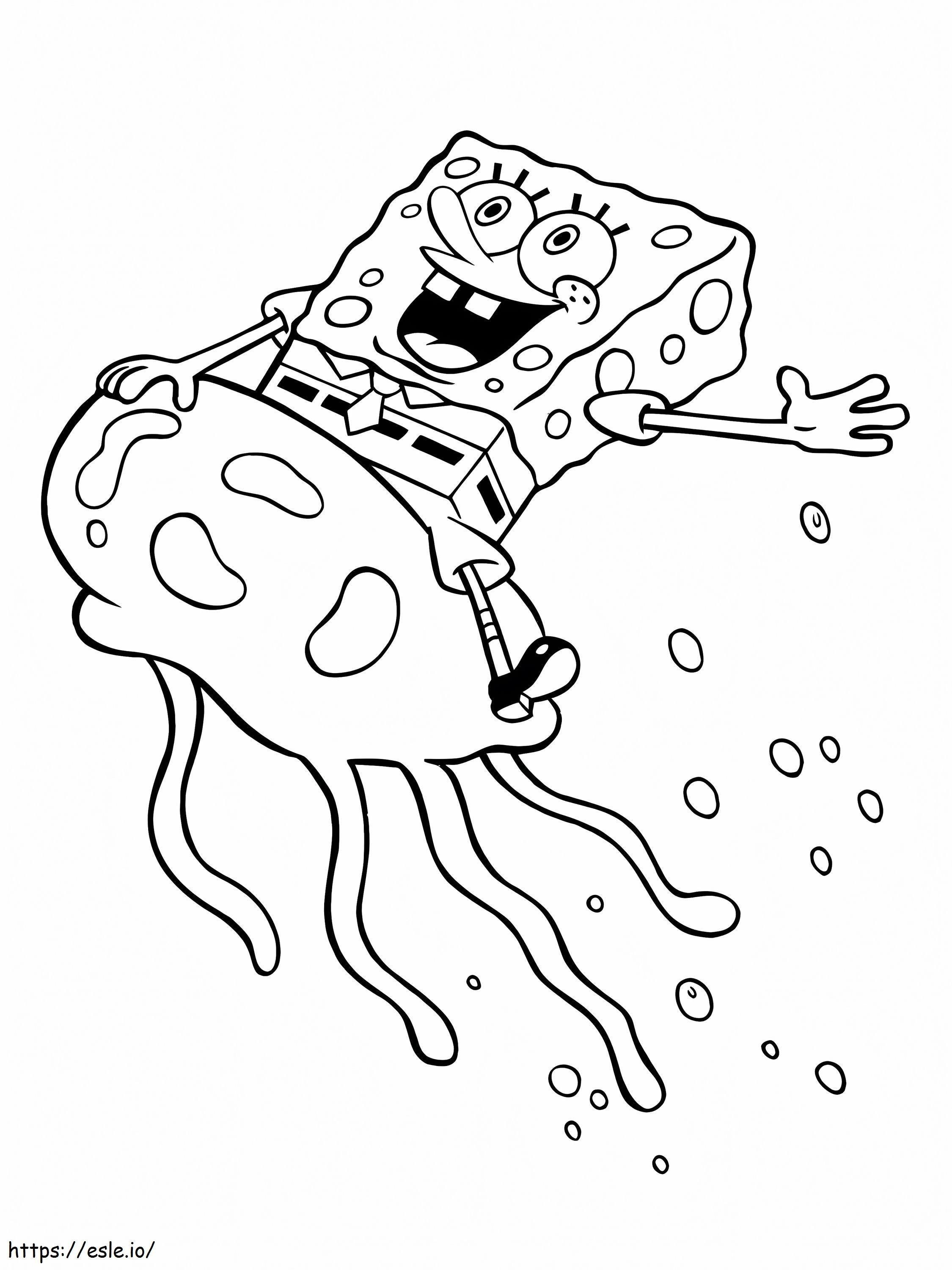 SpongeBob On Jellyfish coloring page