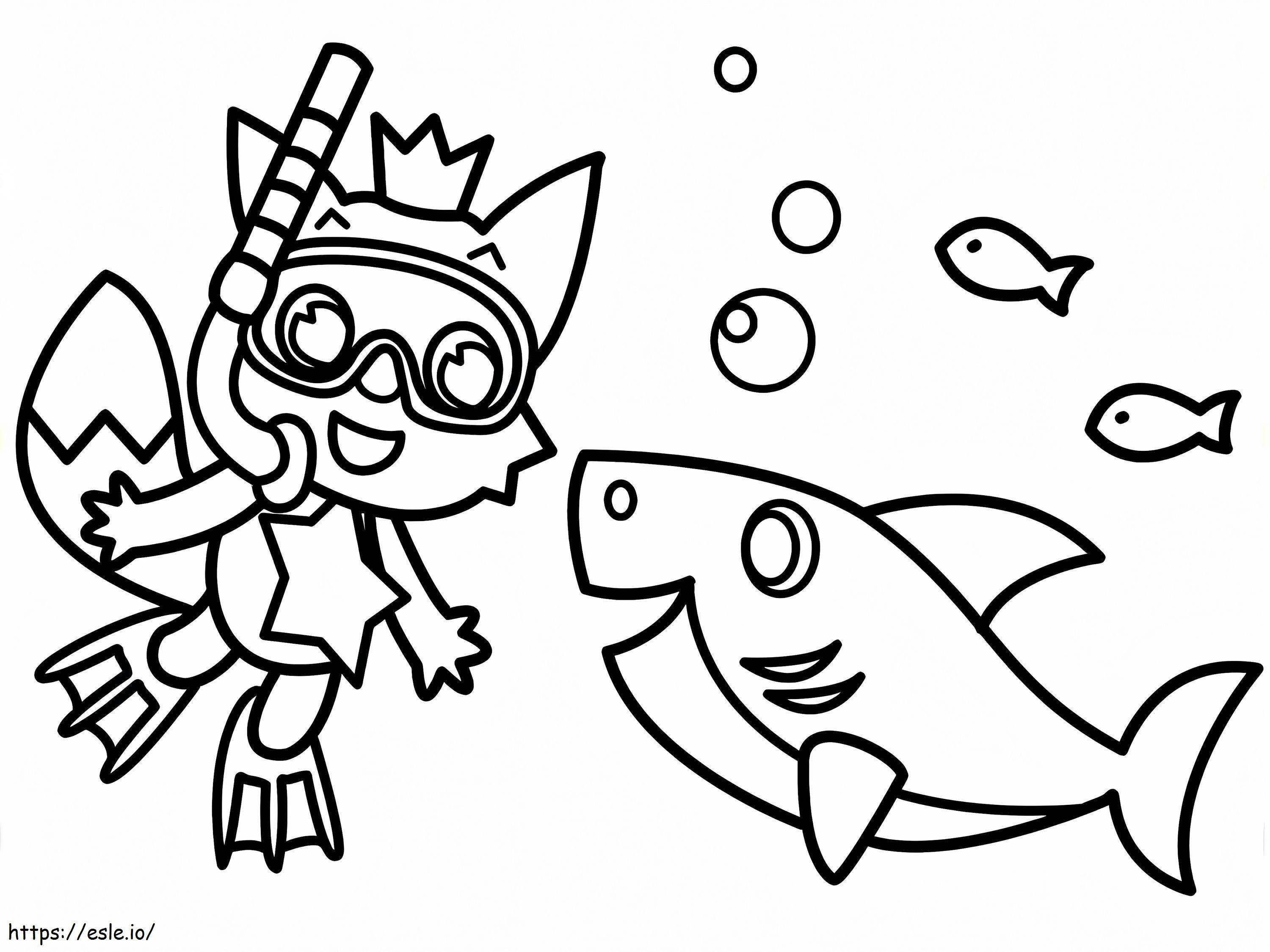 Pinkfong And Baby Shark coloring page