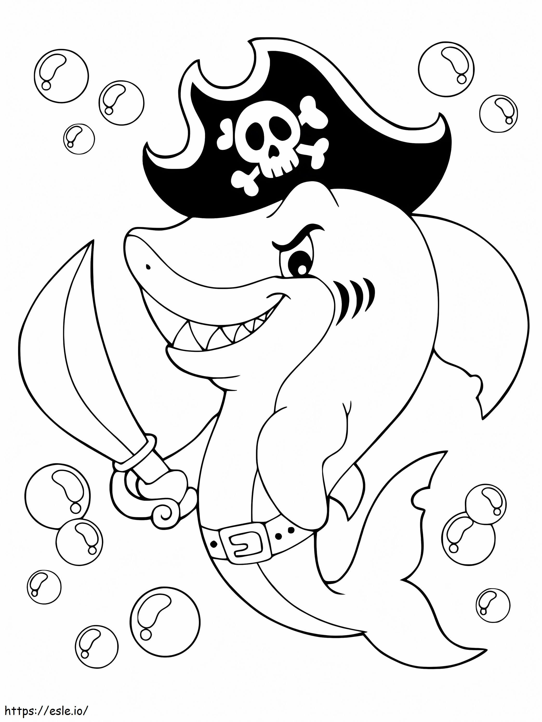 Tubarão Pirata para colorir