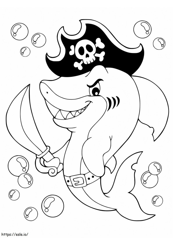 海賊サメ ぬりえ - 塗り絵