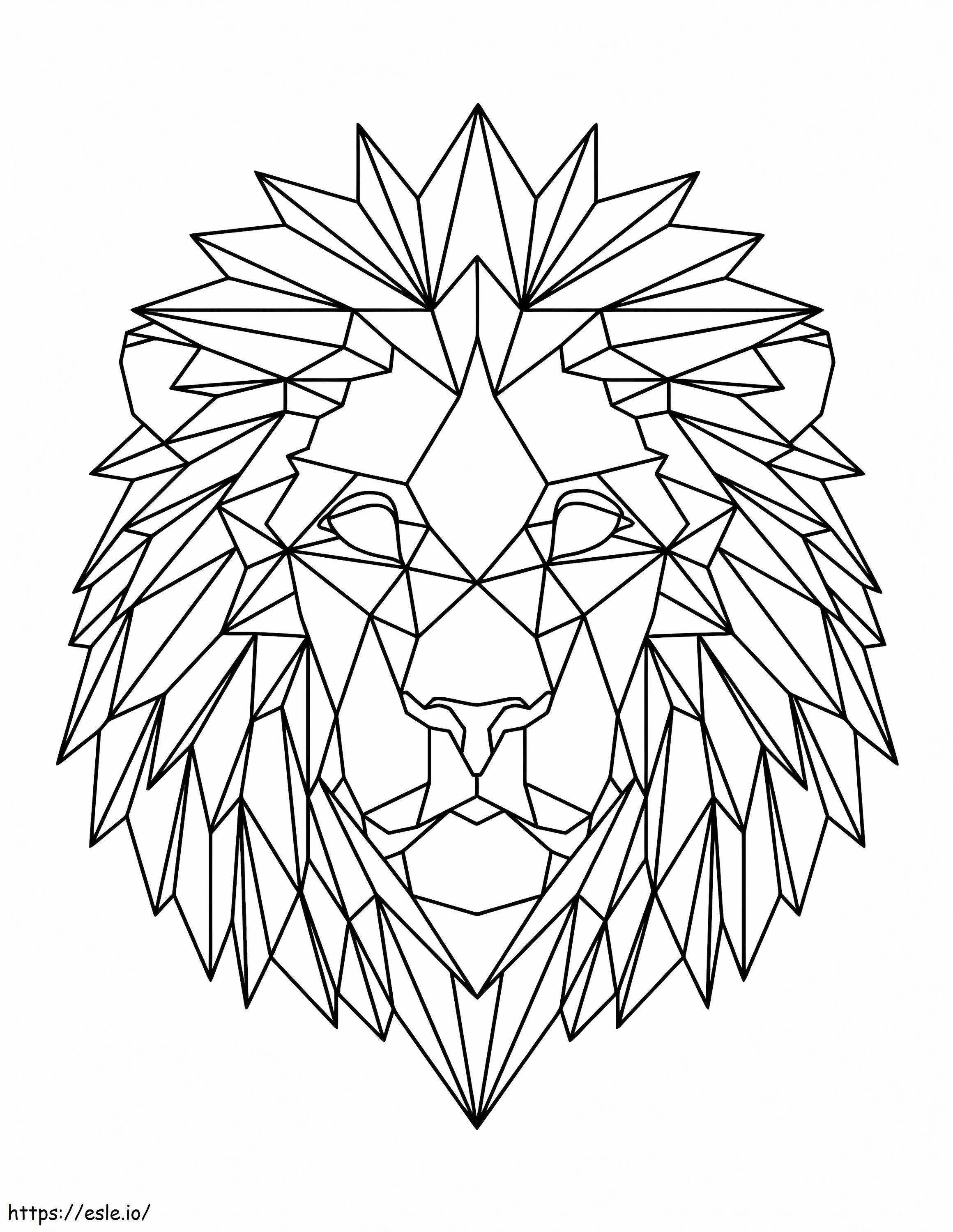 Coloriage Visage de lion géométrique à imprimer dessin