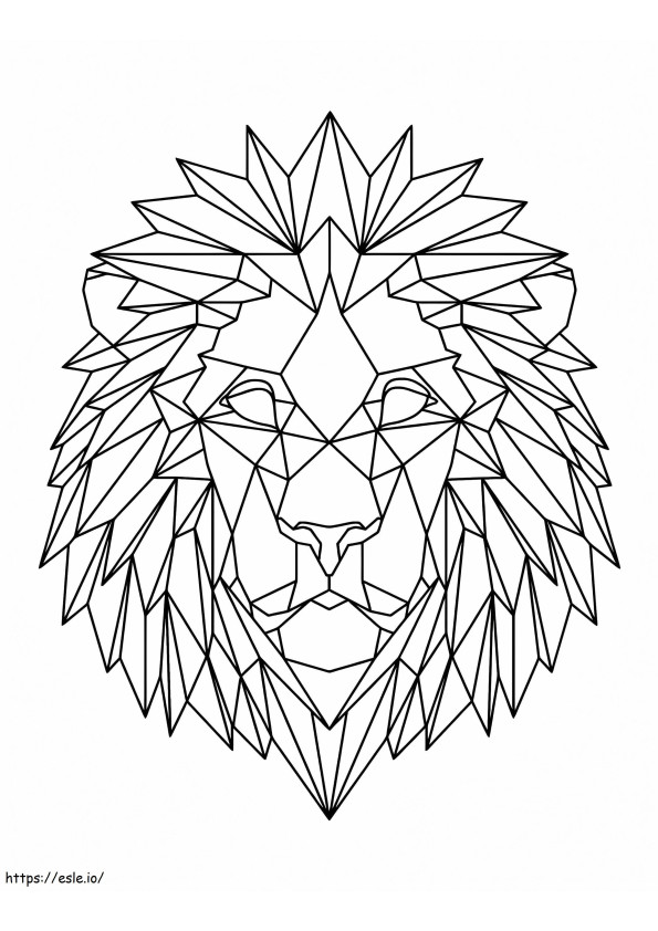 Geometriset leijonakasvot värityskuva
