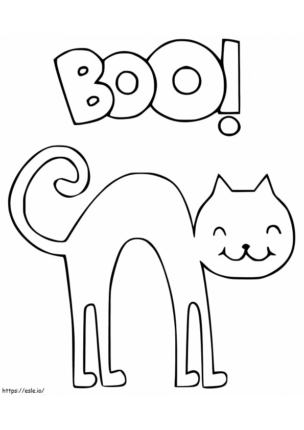 Coloriage Boo de chat d'Halloween à imprimer dessin