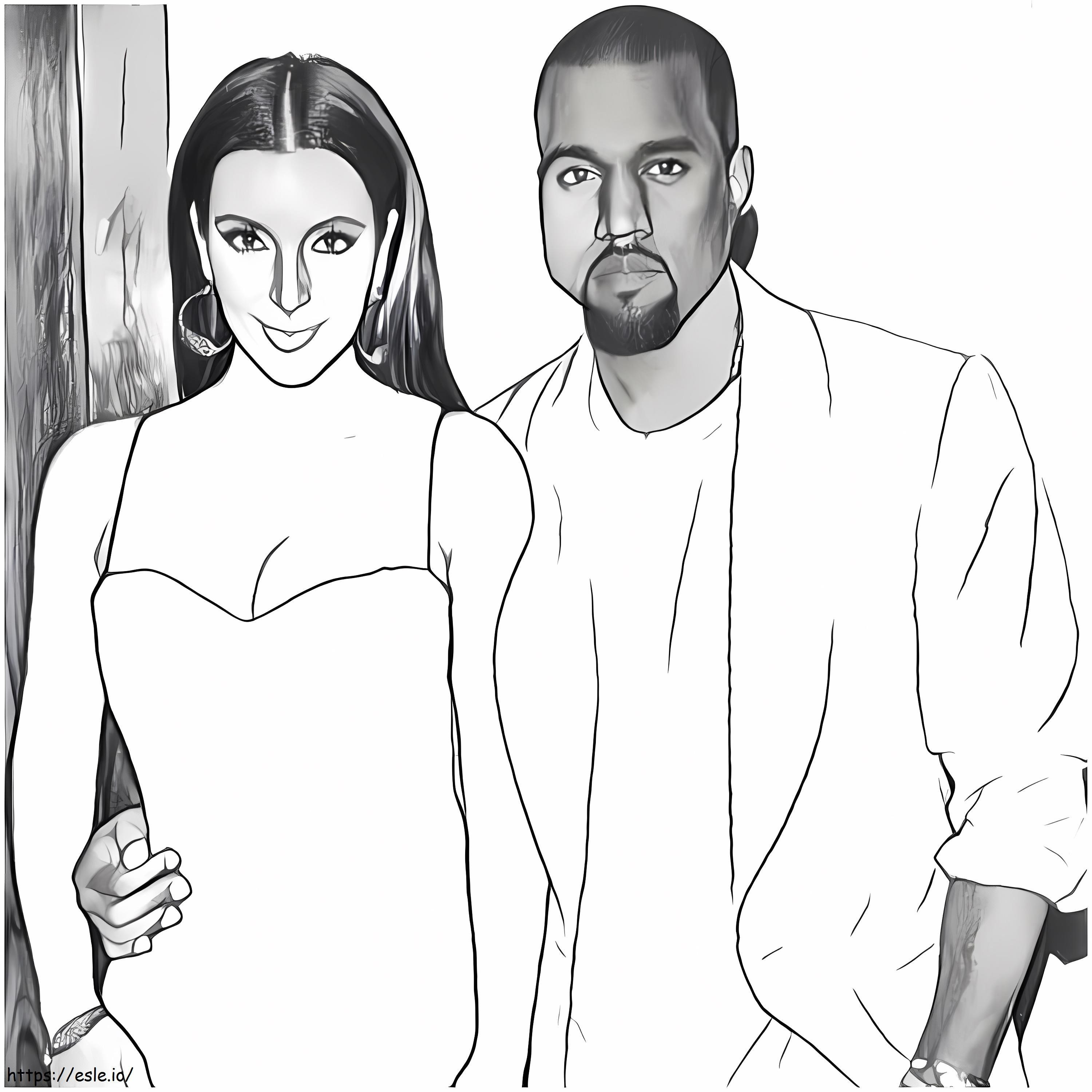 Kim Kardashian dan Kanye West Gambar Mewarnai