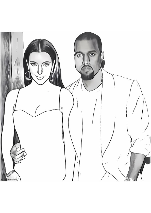 Kim Kardashian en Kanye West kleurplaat