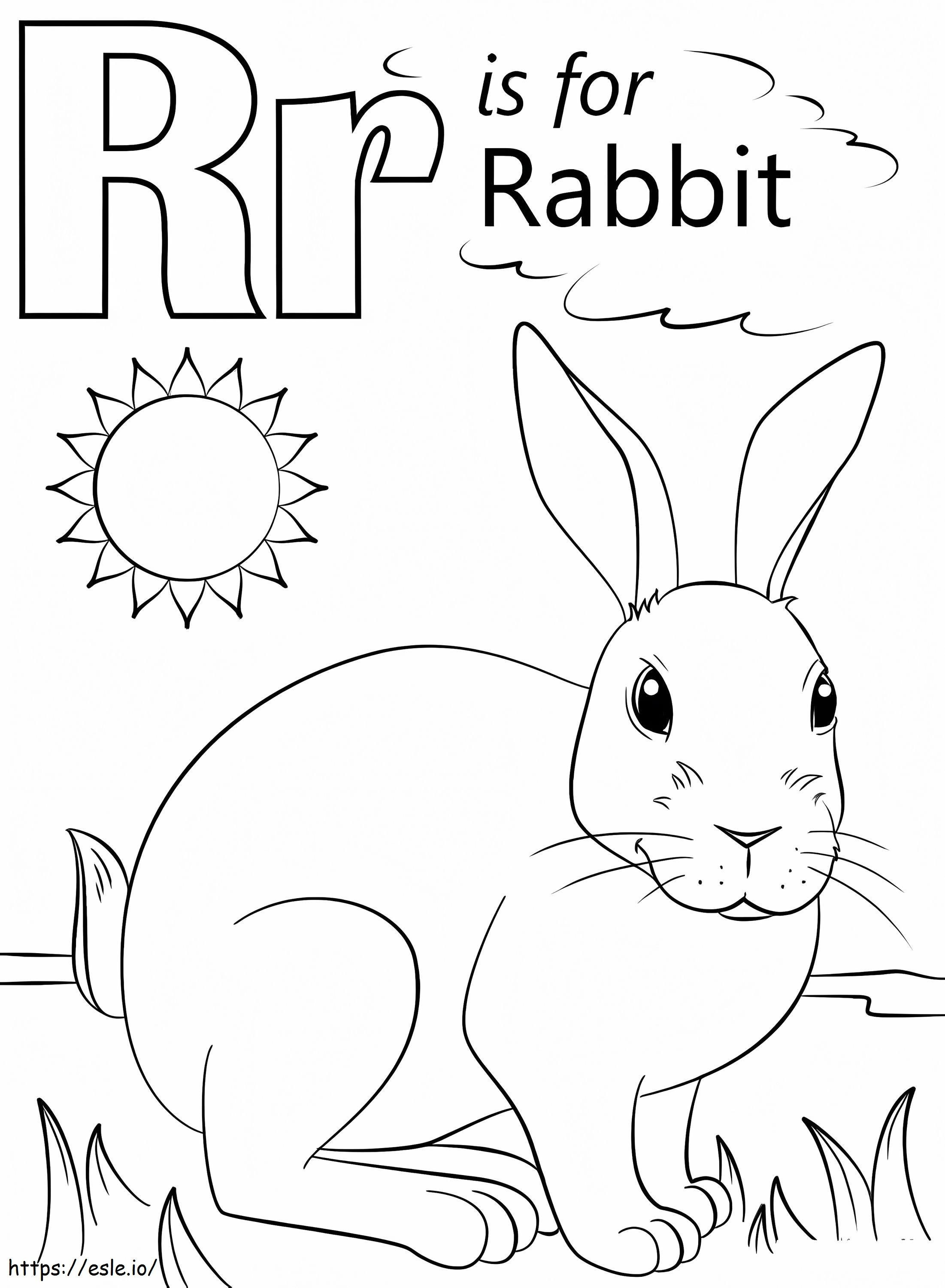 Rabbit Letter R coloring page