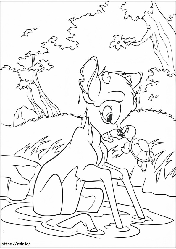Bambi And A Turtle coloring page